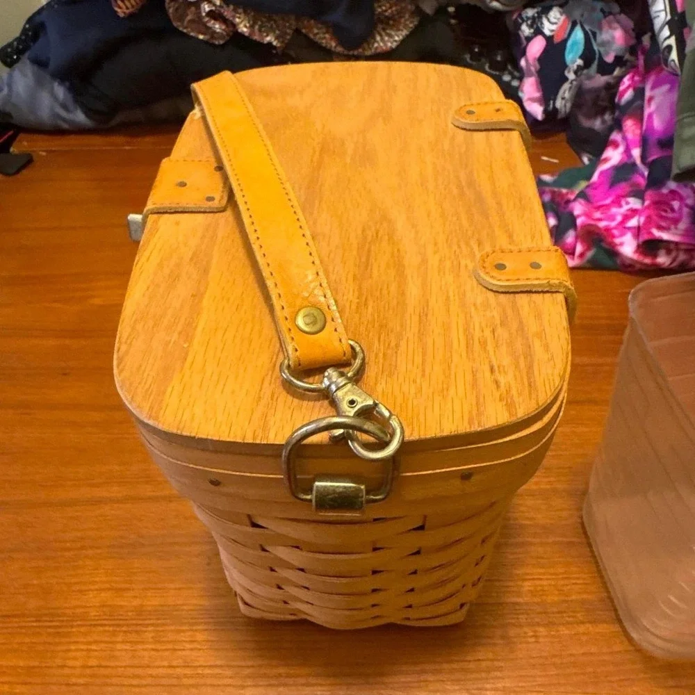 Longaberger Vintage Woven Wood basket Purse with Liner